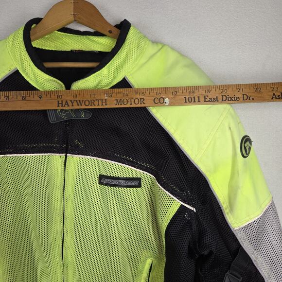 Vtg Fieldsheer Jacket Mens XL Neon Green Padded Motorcycle Biking Coat Road Rash - Picture 5 of 13